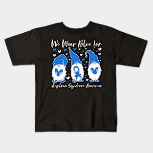 We Wear Blue for Angelman Syndrome Awareness Gnome Kids T-Shirt